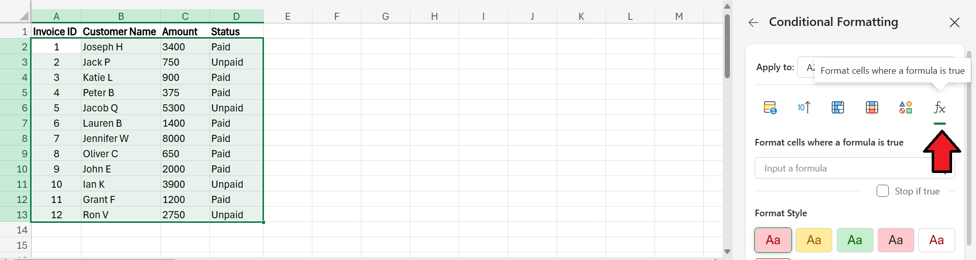 Conditional Formatting Excel