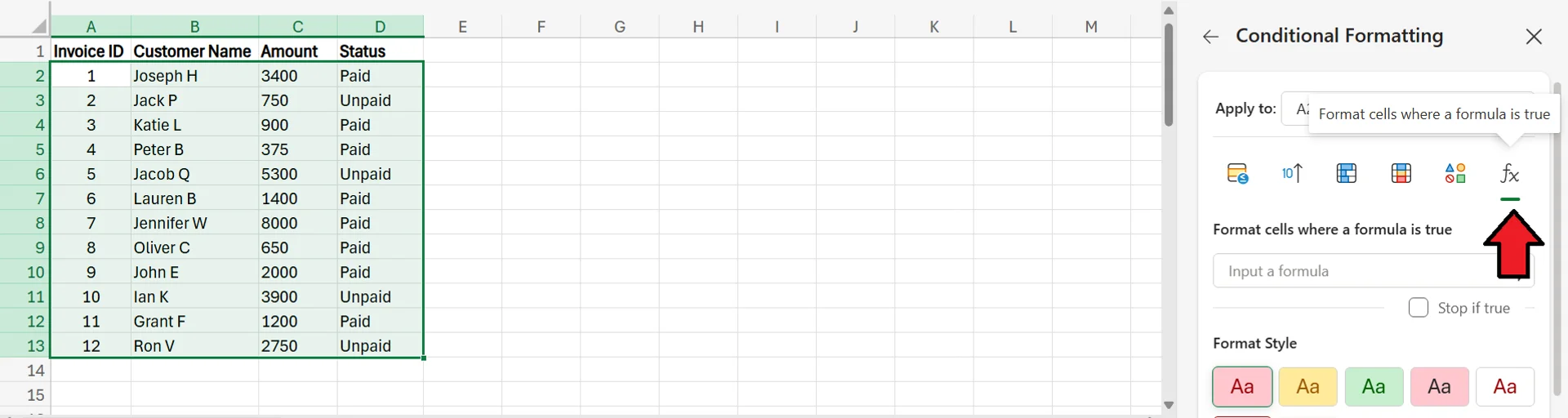 Conditional Formatting Excel