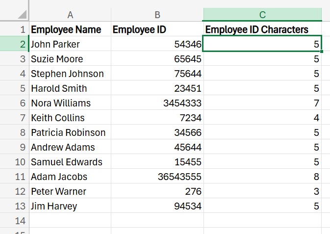 How to Use the Len Command in Excel