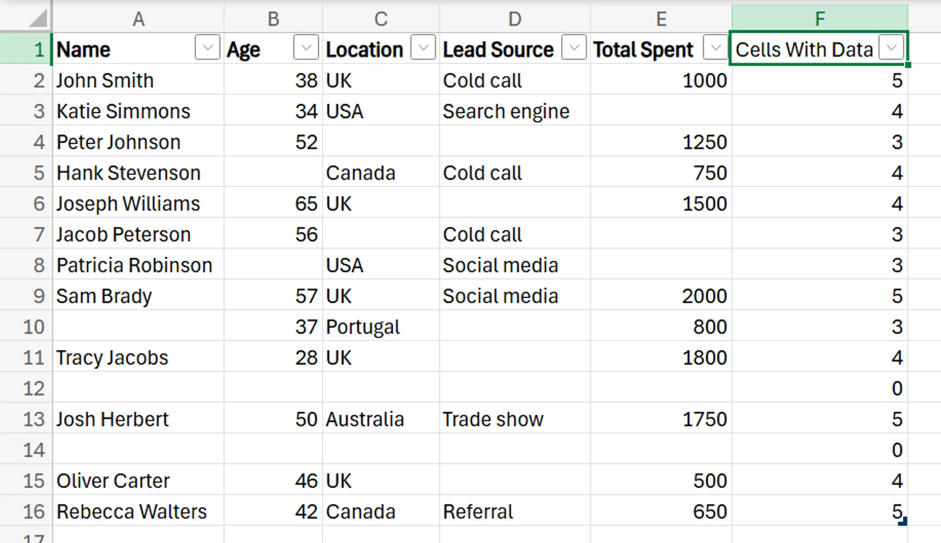 Excel Eliminate Empty Rows