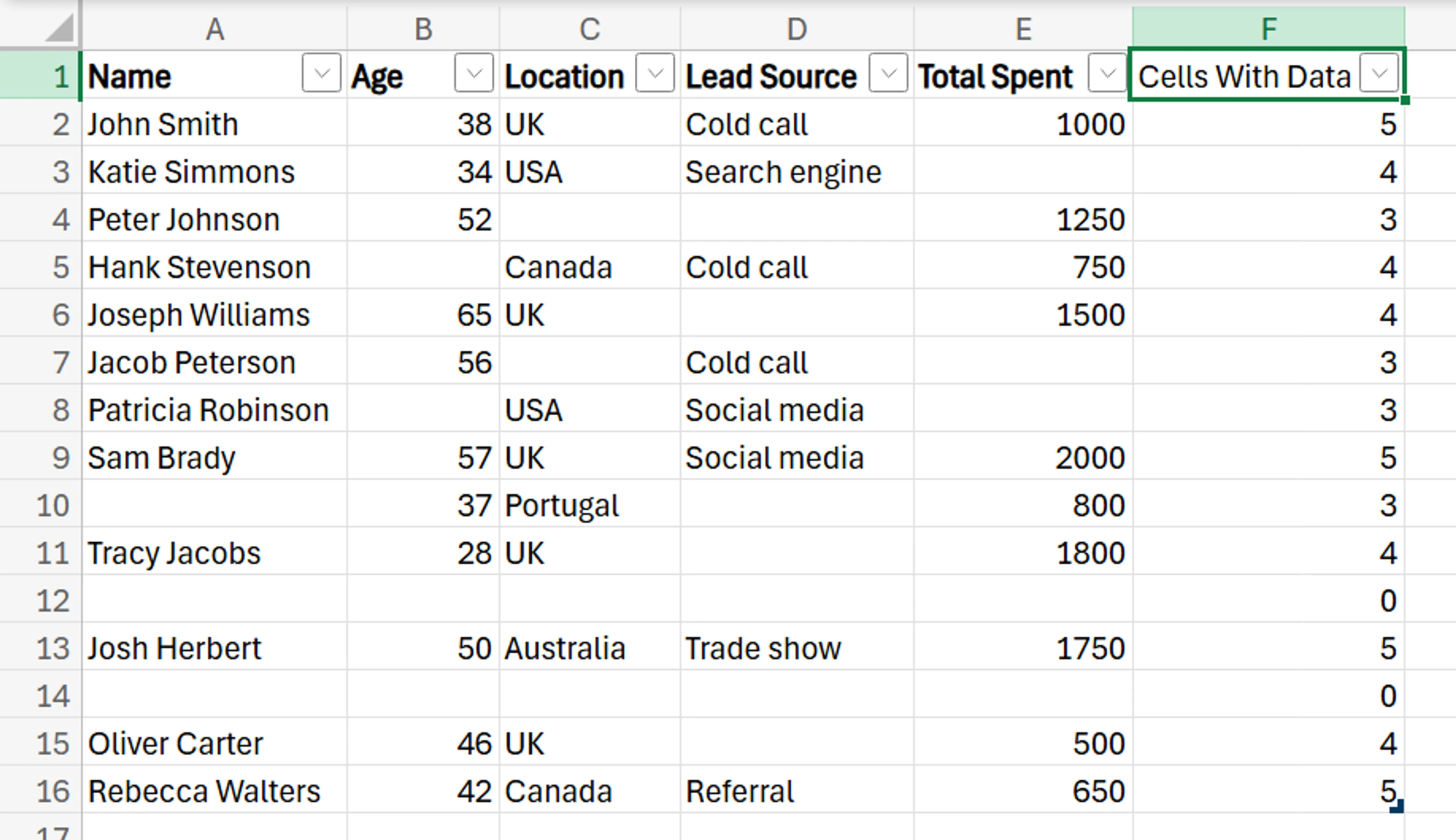 Excel Eliminate Empty Rows