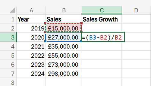 excel formula percent increase