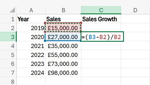excel formula percent increase
