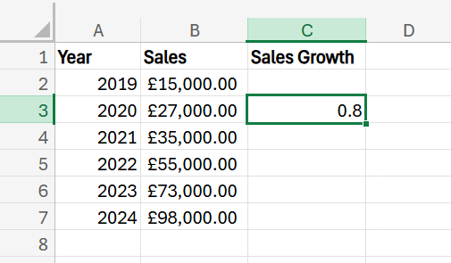 excel formula percent increase