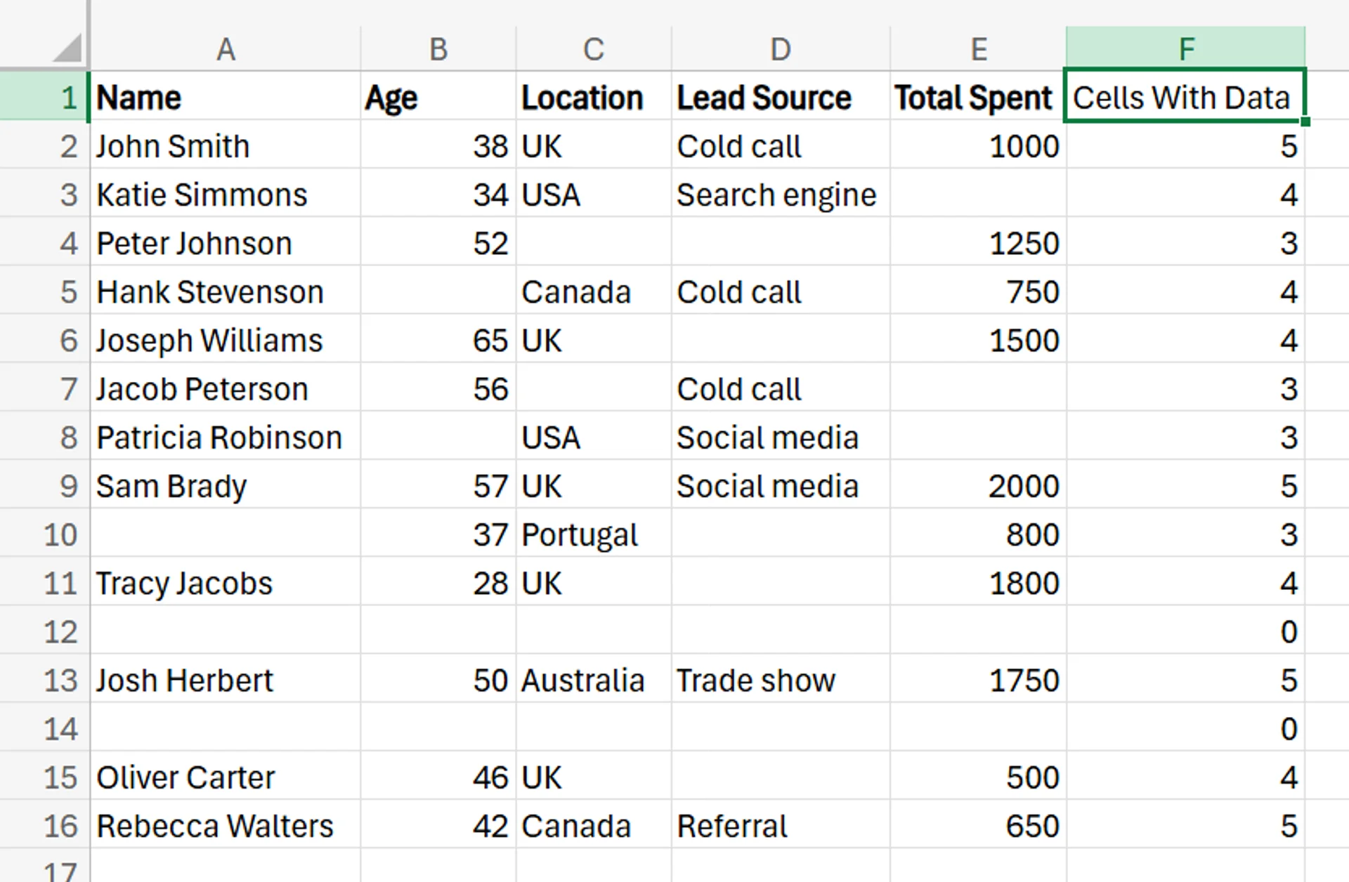 Excel Eliminate Empty Rows
