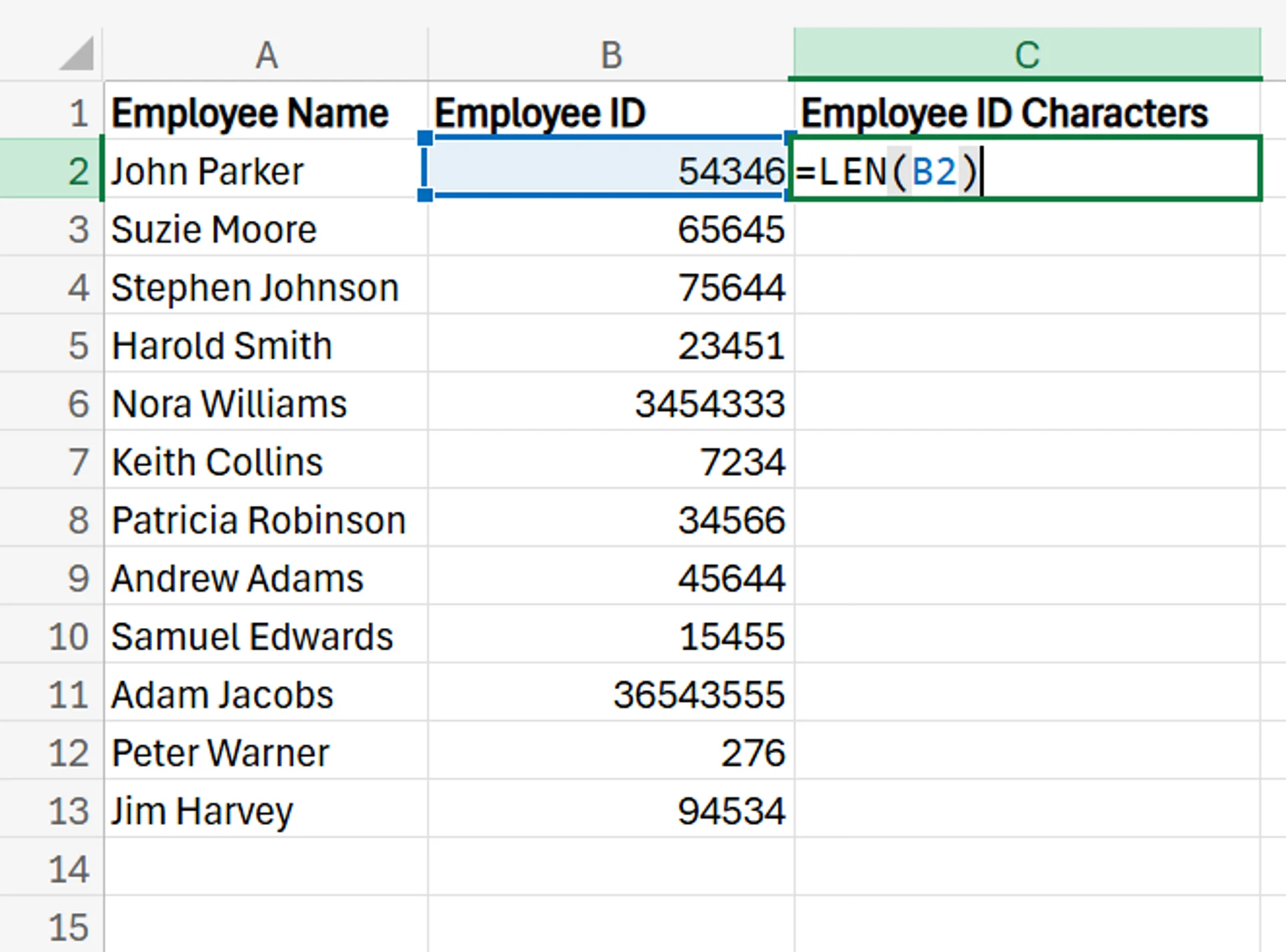 How to Use the Len Command in Excel
