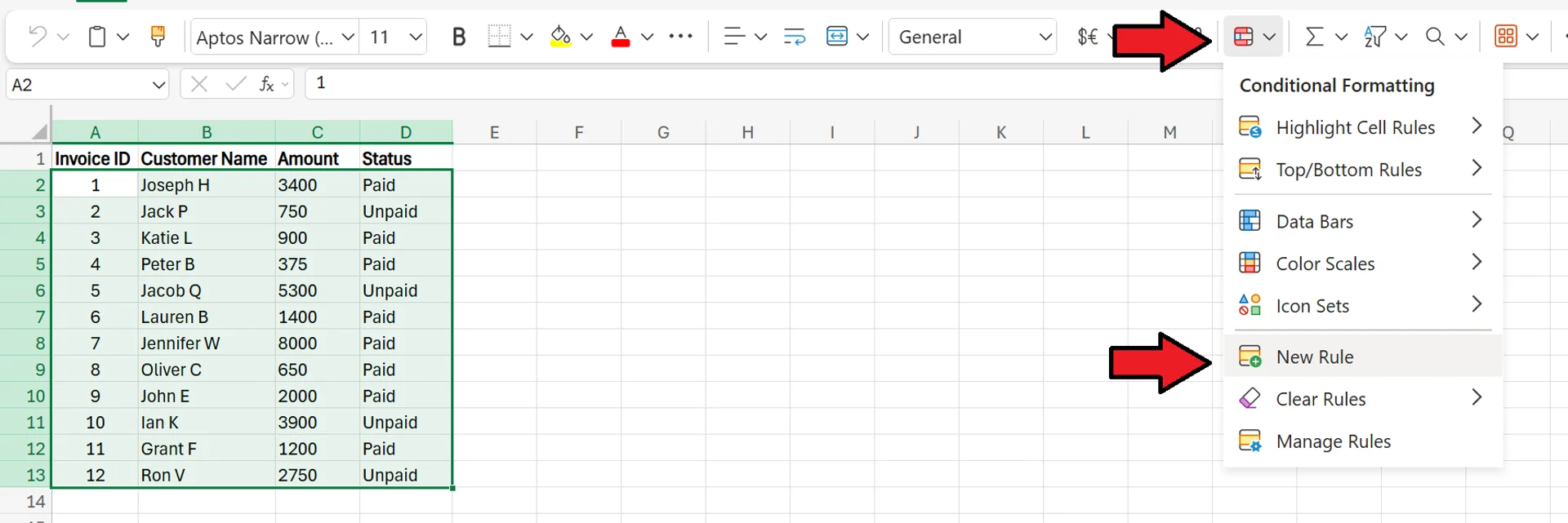 Conditional Formatting Excel