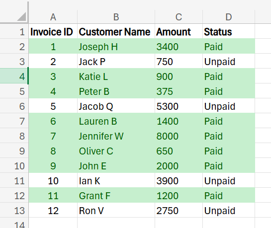 Conditional Formatting Excel