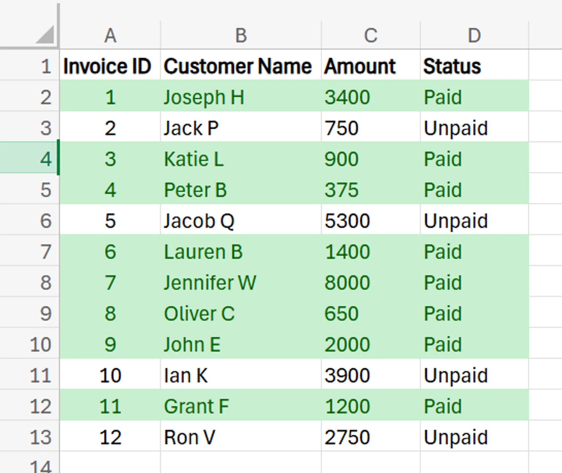 Conditional Formatting Excel