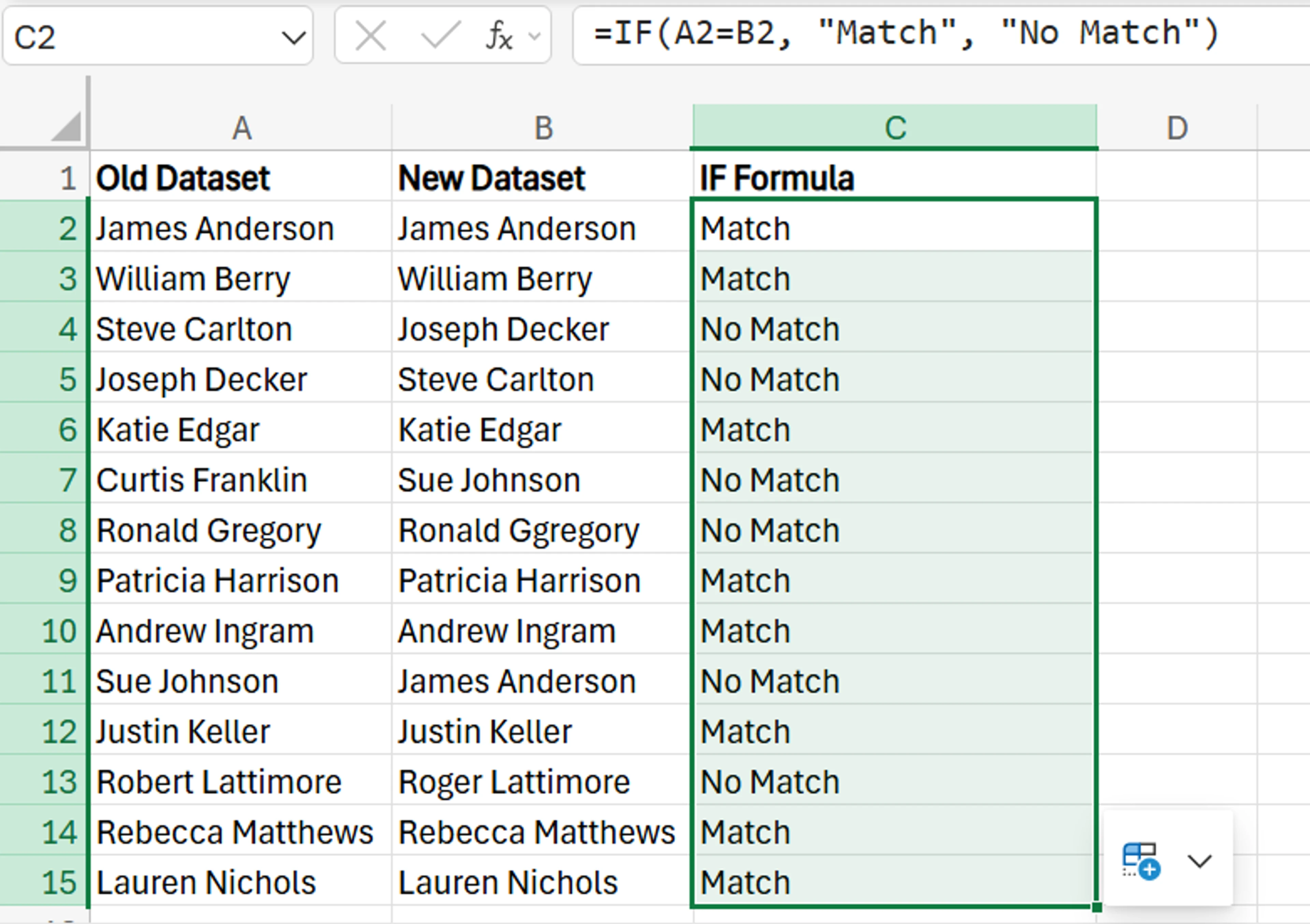 How to Compare Two Columns in Excel