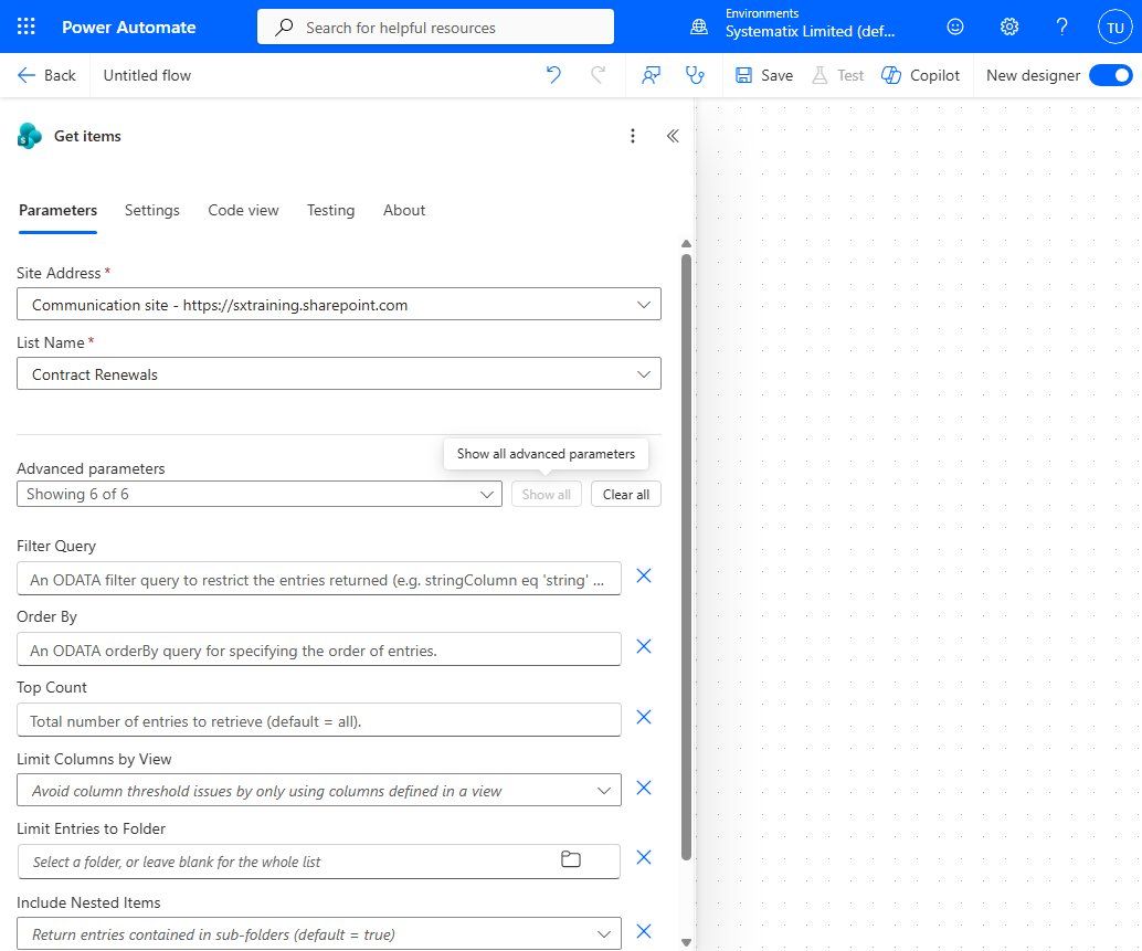 Clicking Show all under Advanced parameters reveals the Filter Query box