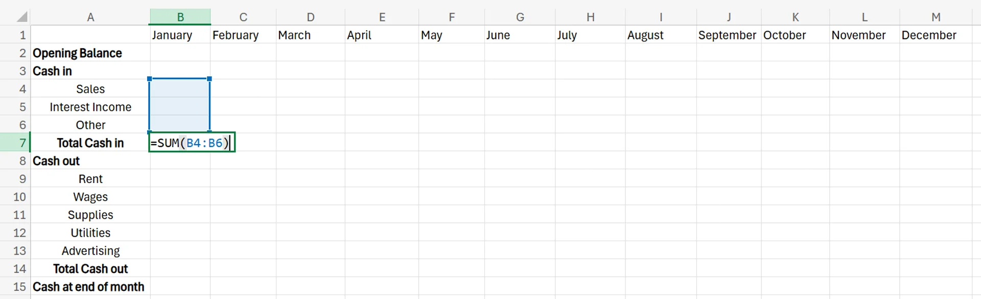 cashflow forecast template excel
