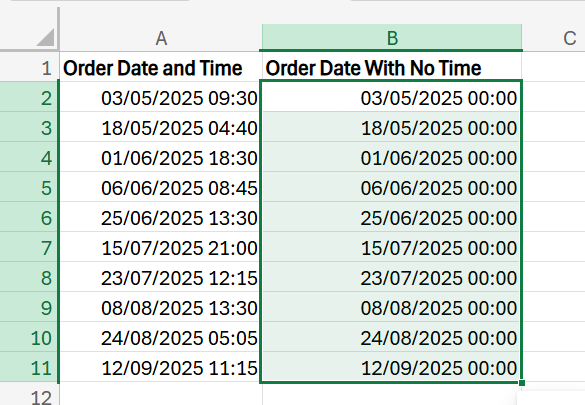 How to Remove Time from Date in Excel