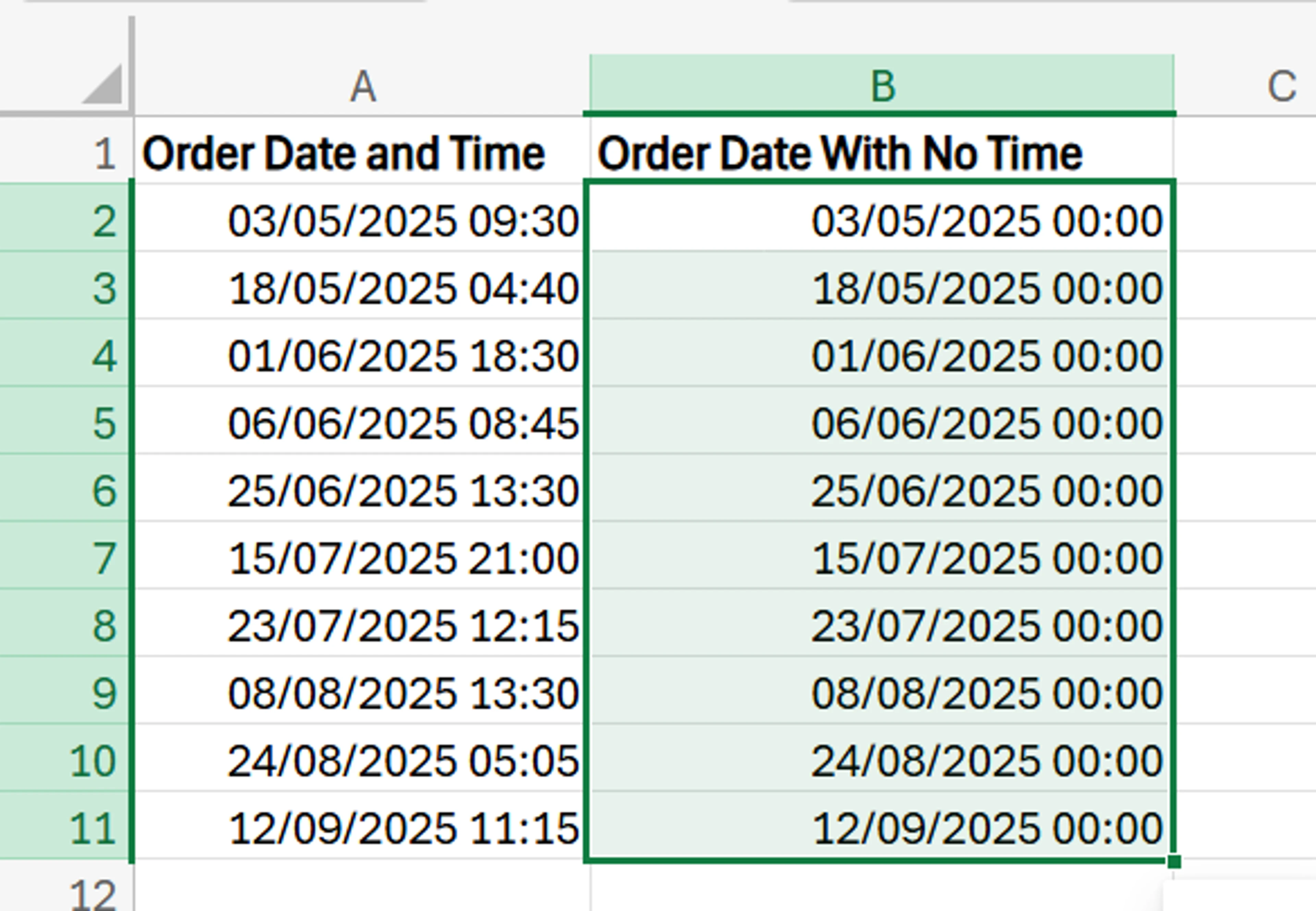 How to Remove Time from Date in Excel
