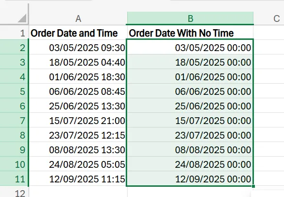 How to Remove Time from Date in Excel