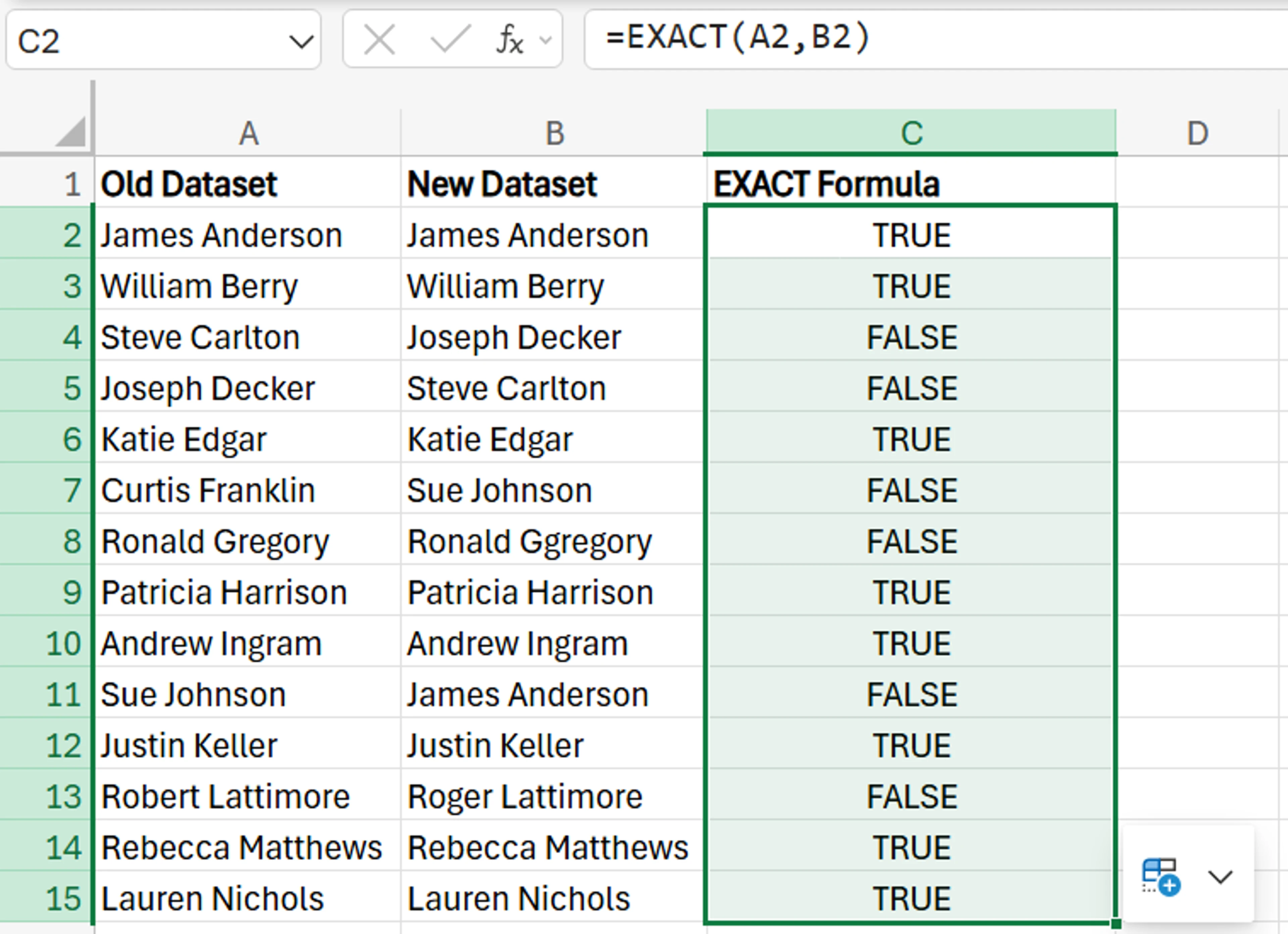 How to Compare Two Columns in Excel
