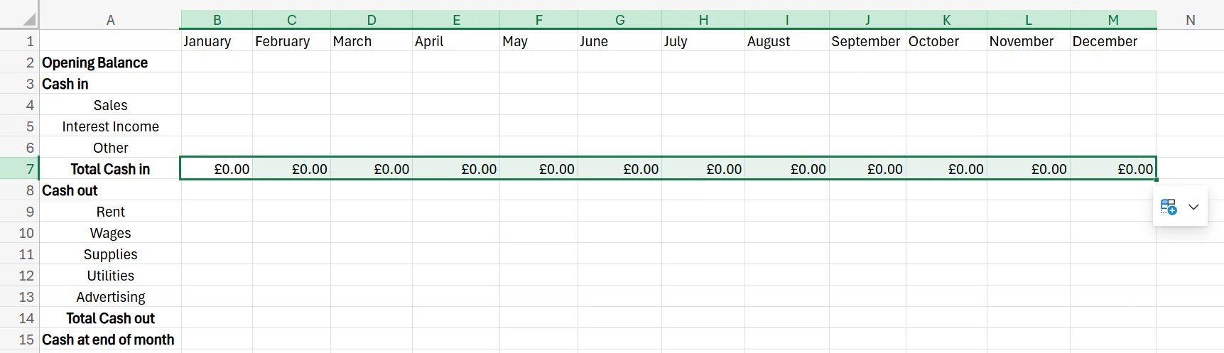 cashflow forecast template excel