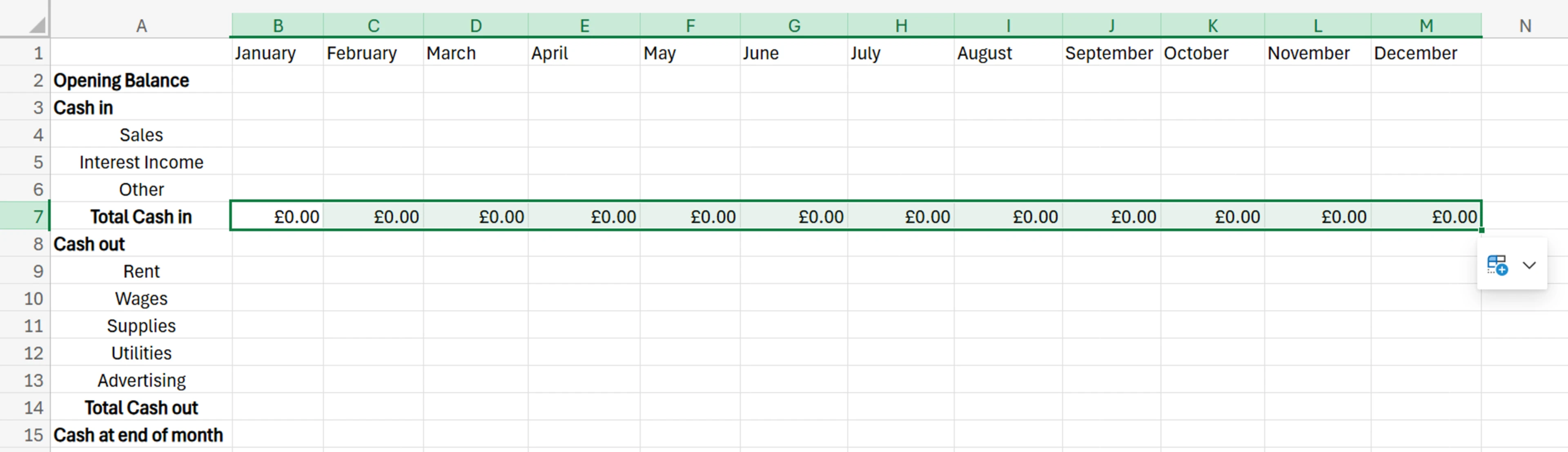 cashflow forecast template excel