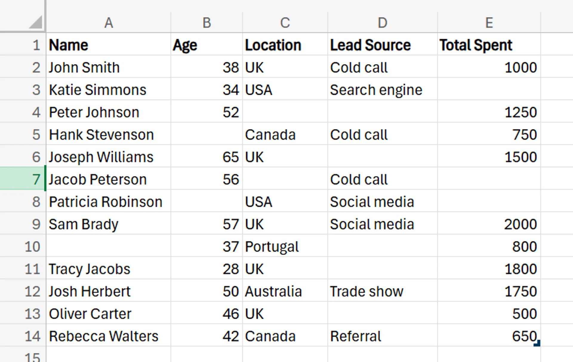 Excel Eliminate Empty Row