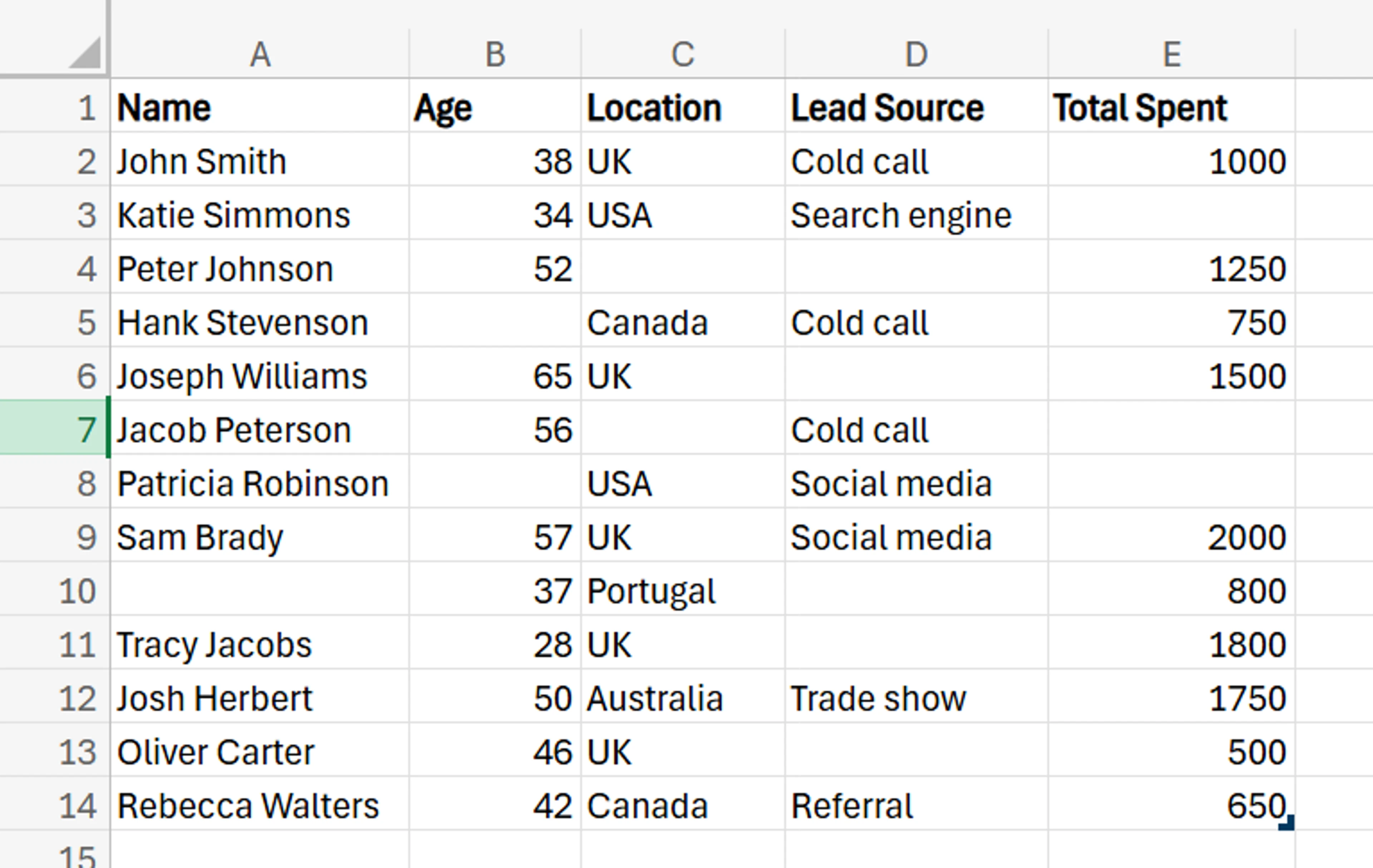 Excel Eliminate Empty Row