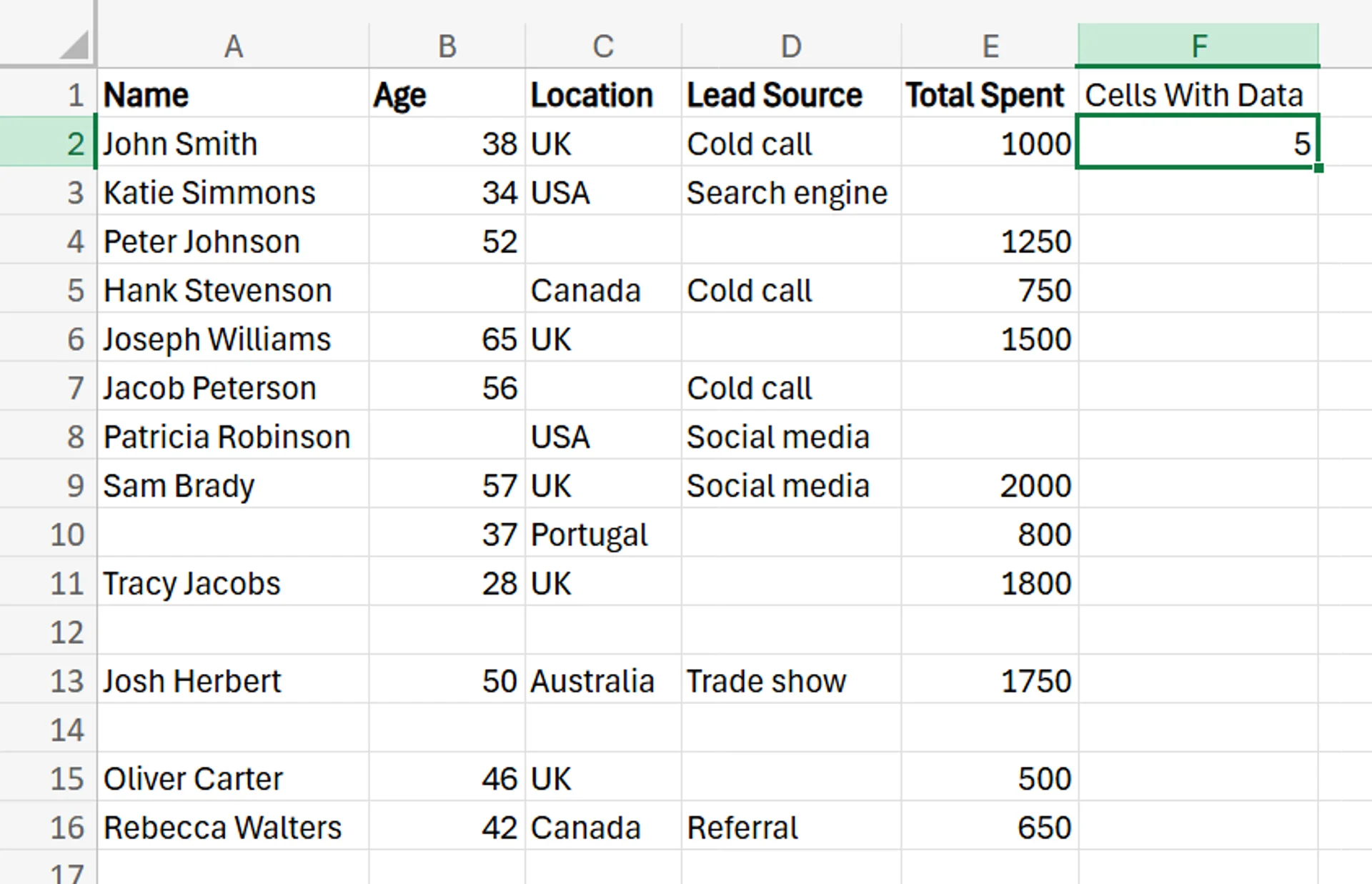 Excel Eliminate Empty Rows