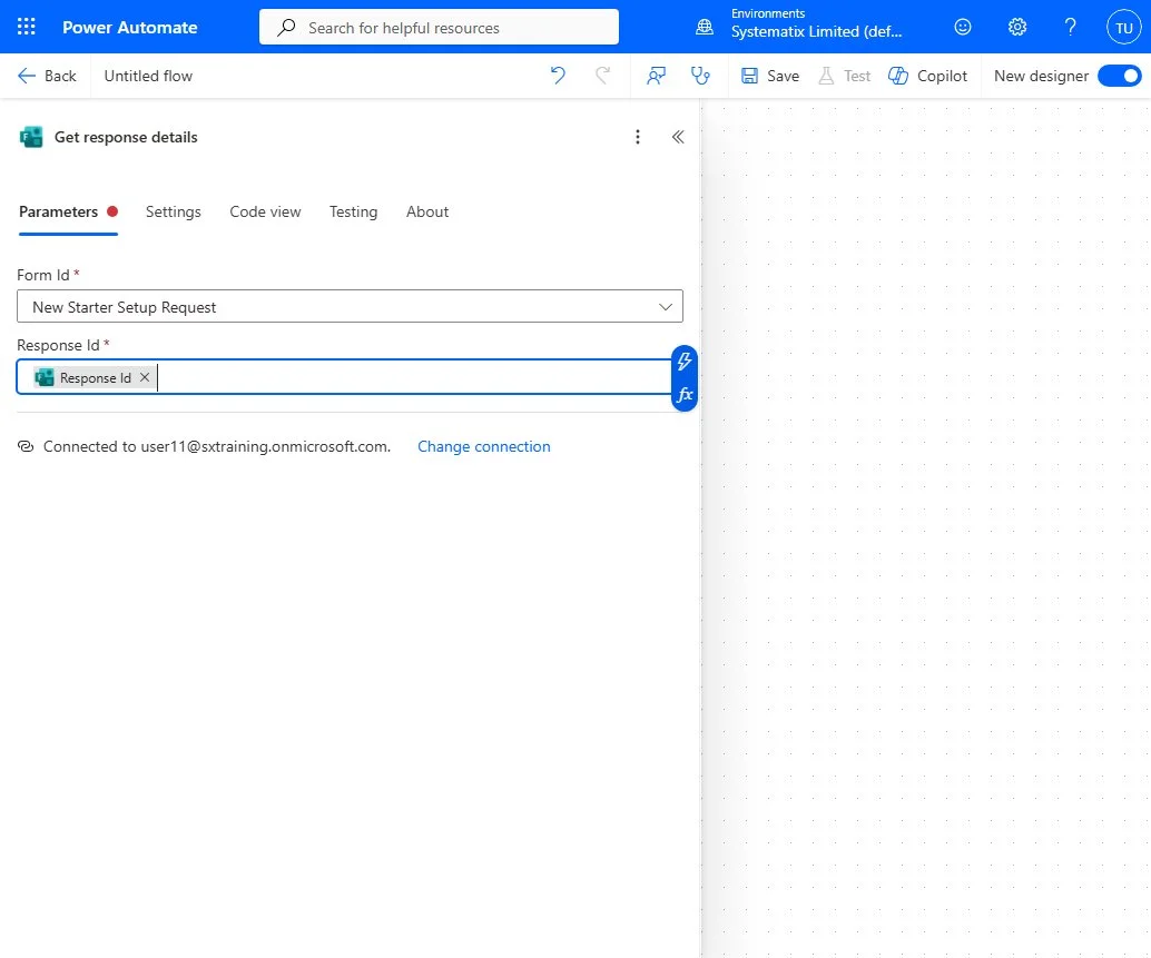 Get response details configured with the same form and the Response Id from the trigger