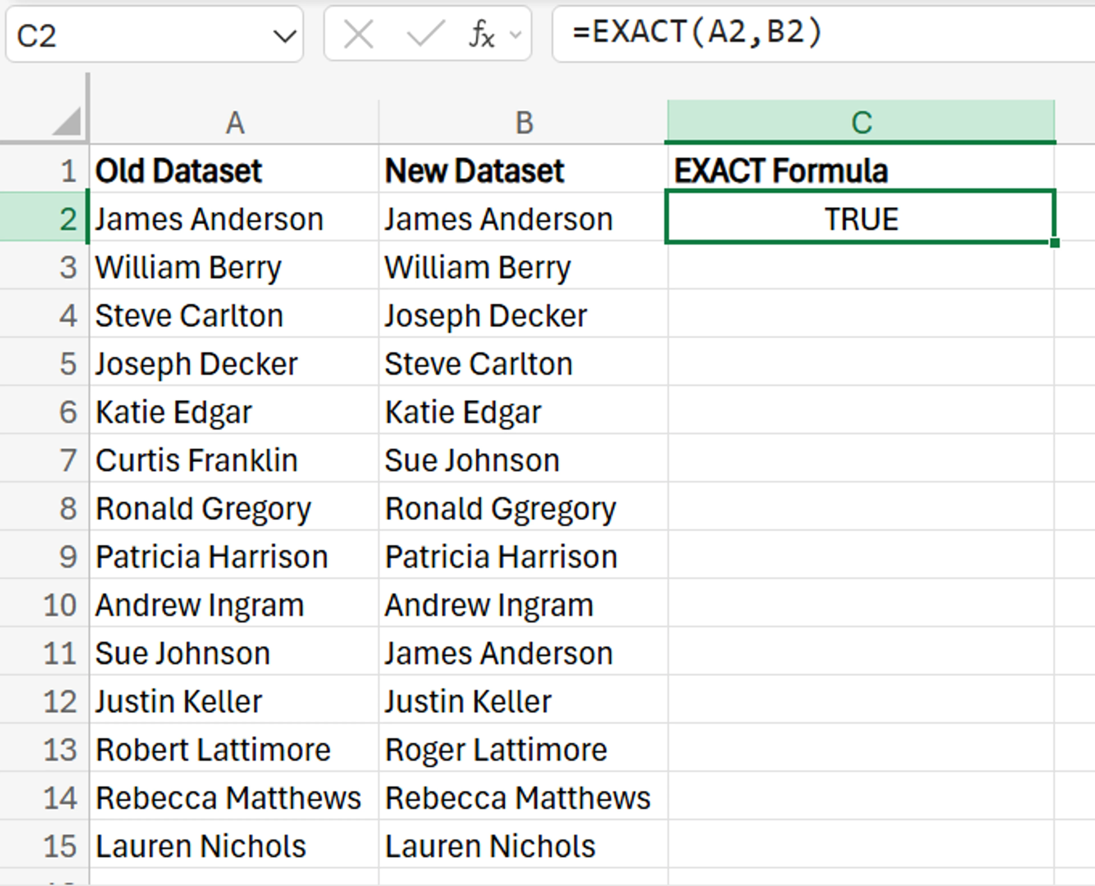 How to Compare Two Columns in Excel