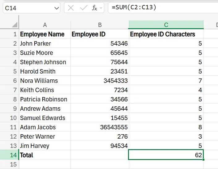 How to Use the Len Command in Excel