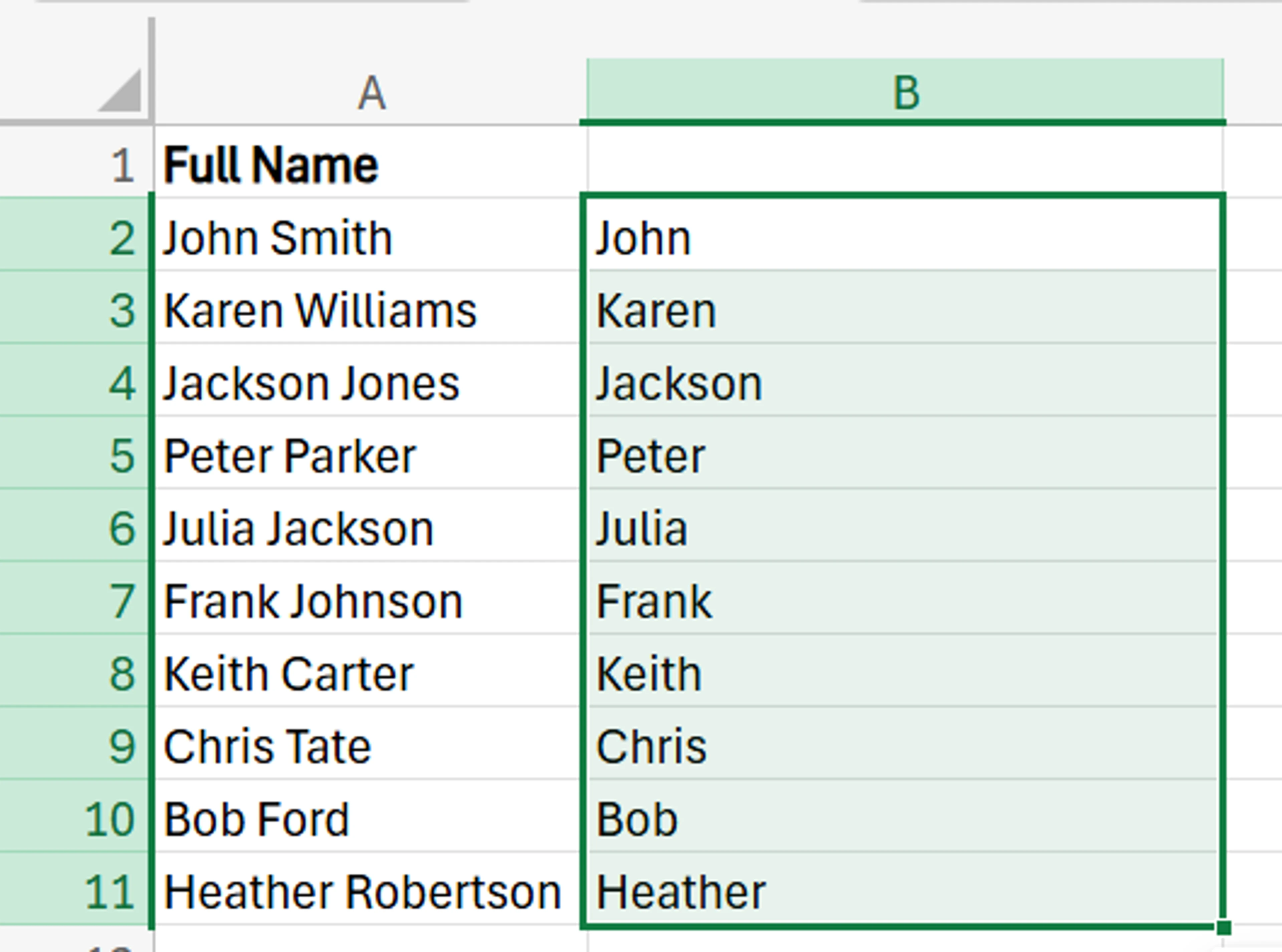 how to separate first and last name in Excel