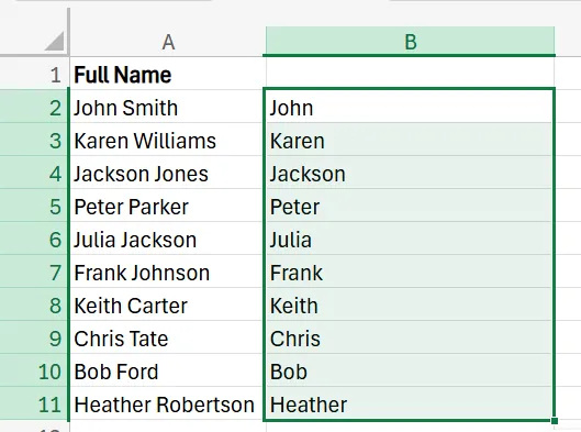 how to separate first and last name in Excel