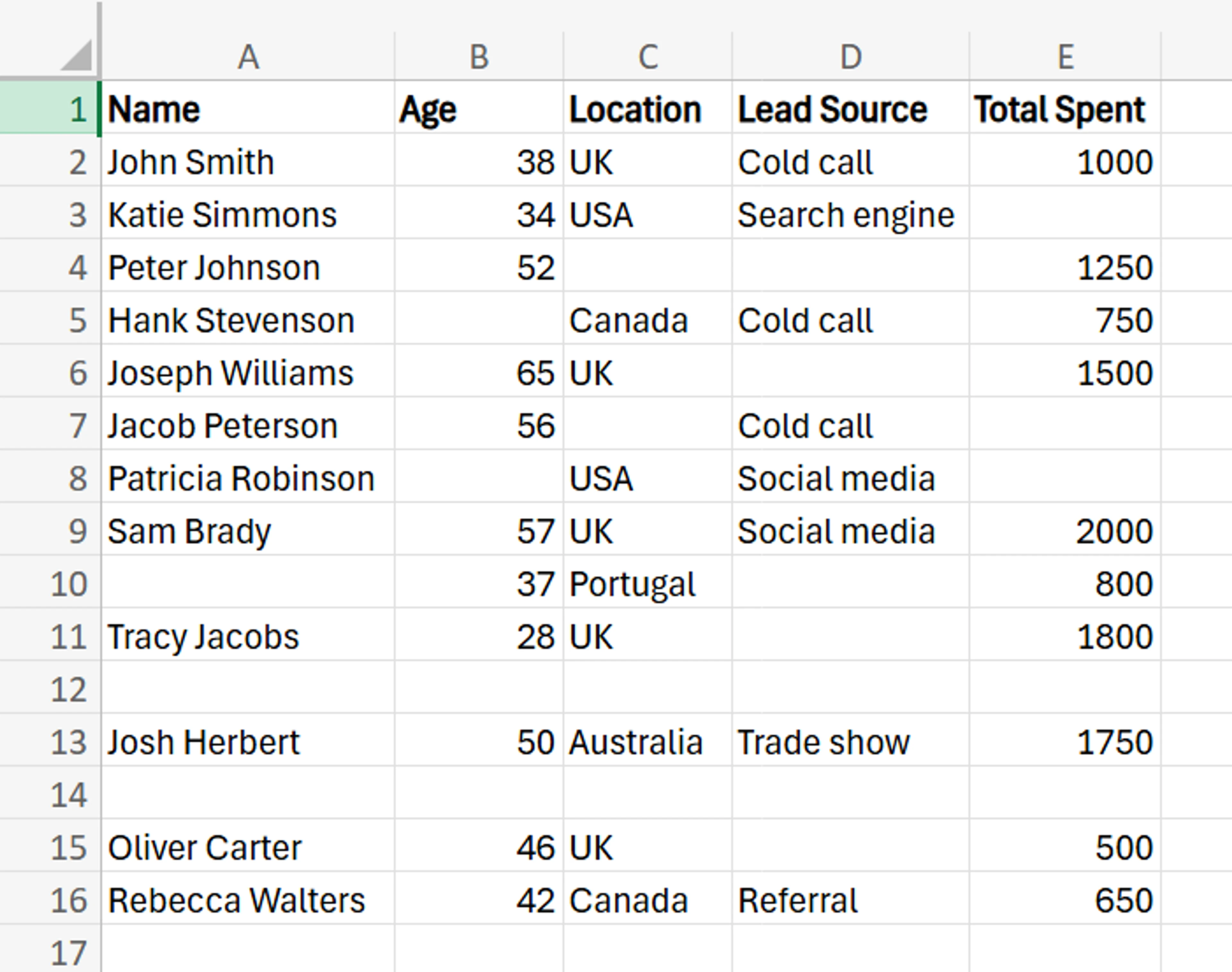 Excel Eliminate Empty Rows