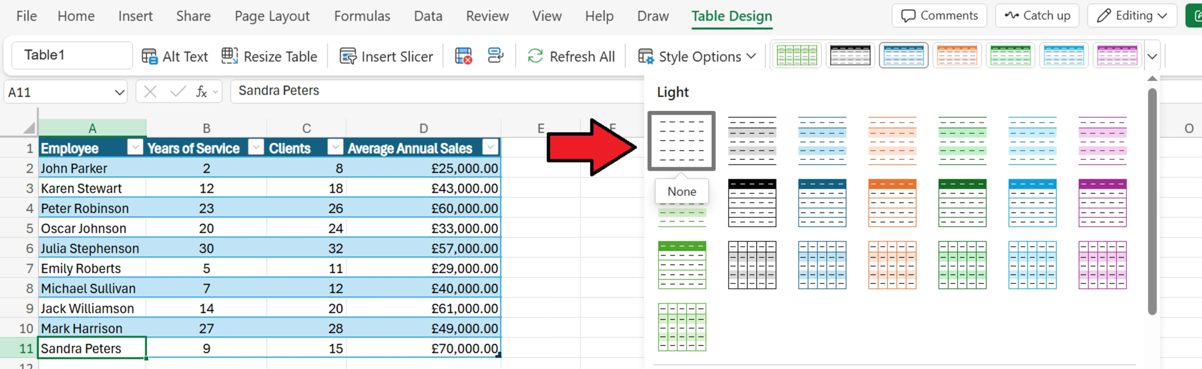 How to Remove Table Format in Excel