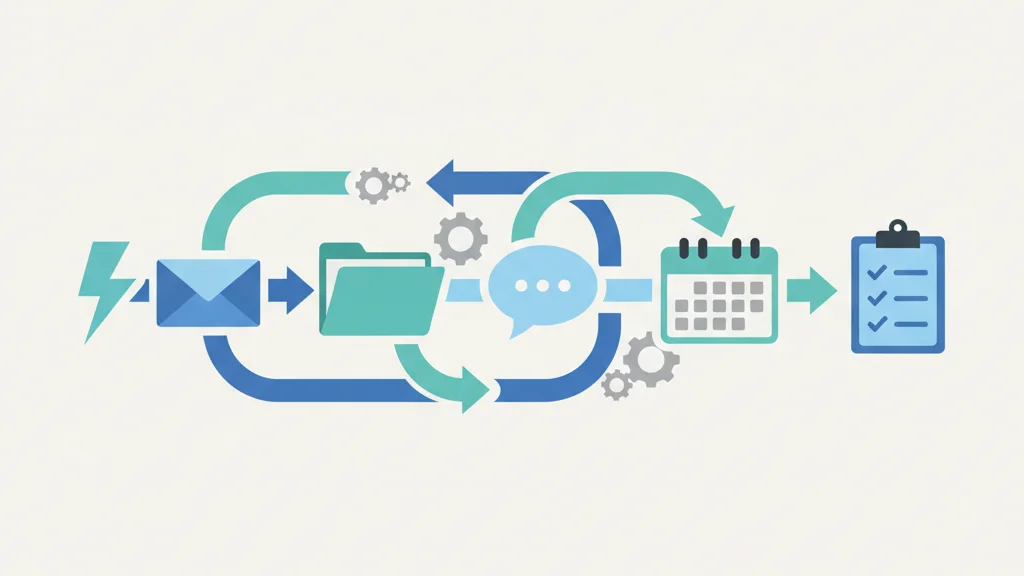 Power Automate workflow connecting email, files, chat and calendar into an automated flow