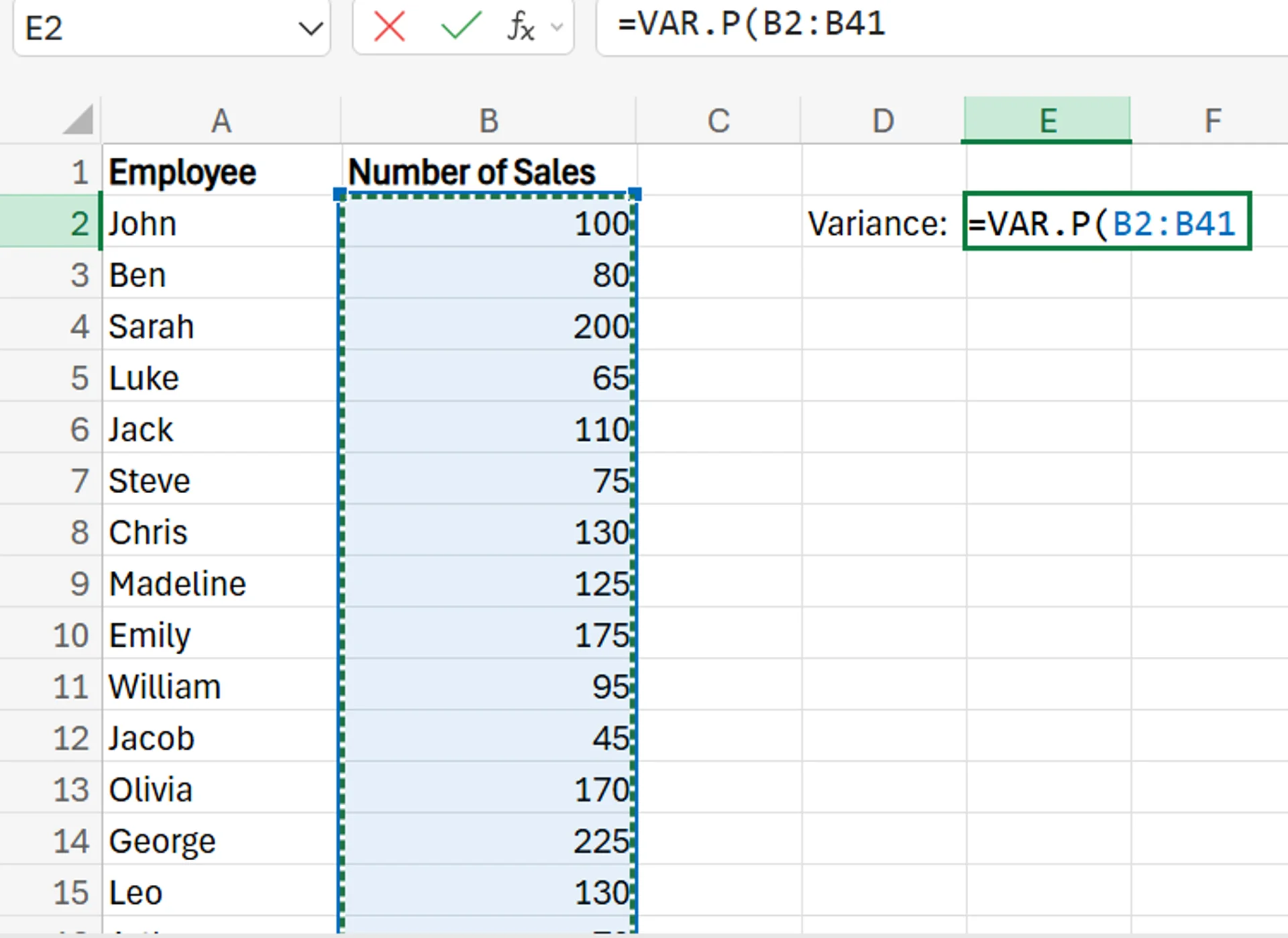 calculating_variance_exel_formula