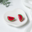 Polymer clay watermelon slice stud earrings