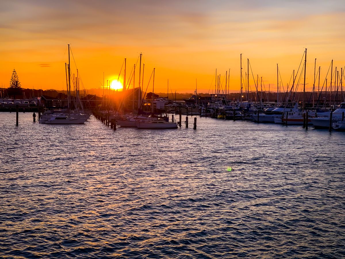 sunset at the quays in napier