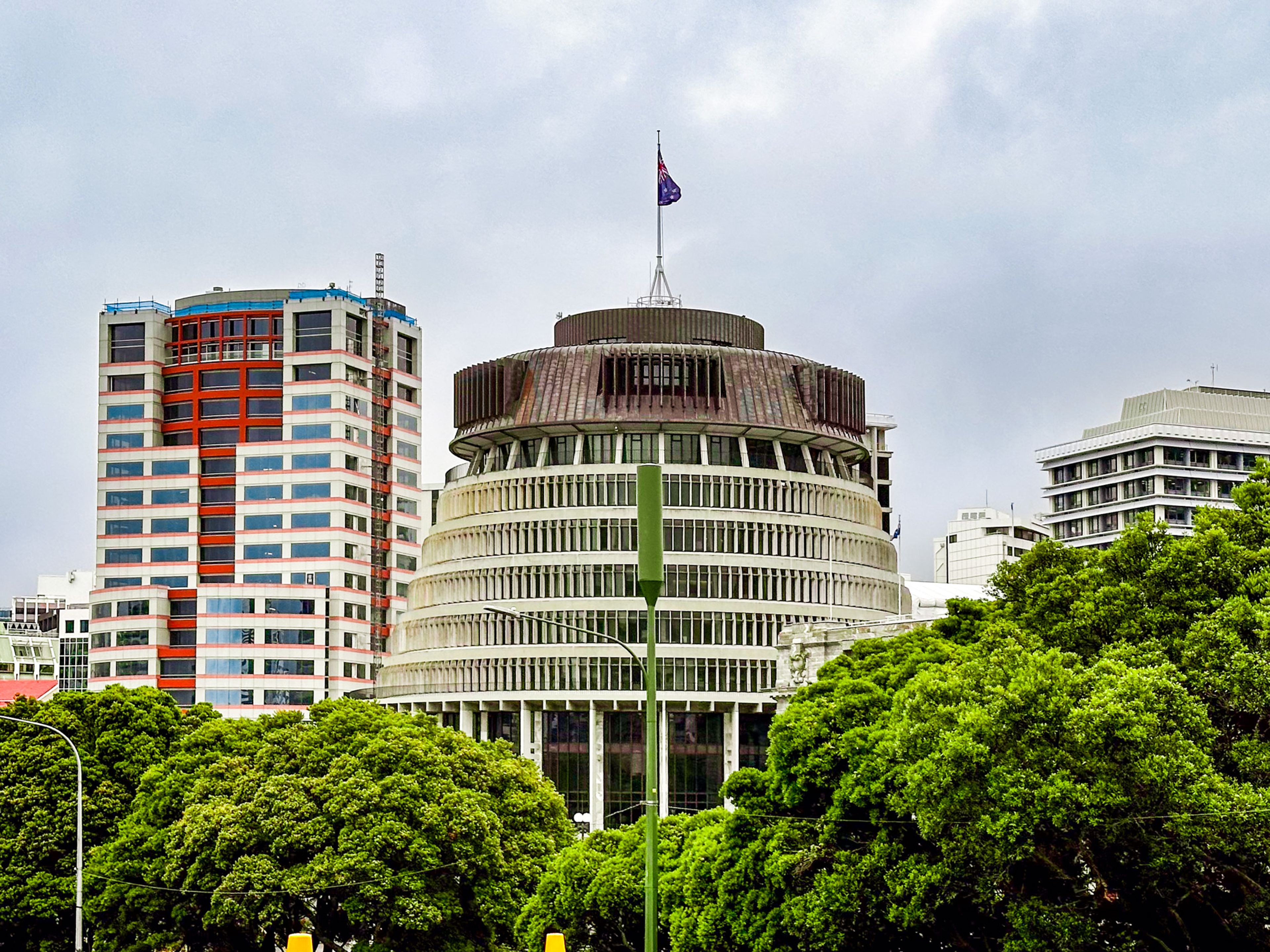 View of the beehive and bowen house on an overcast day