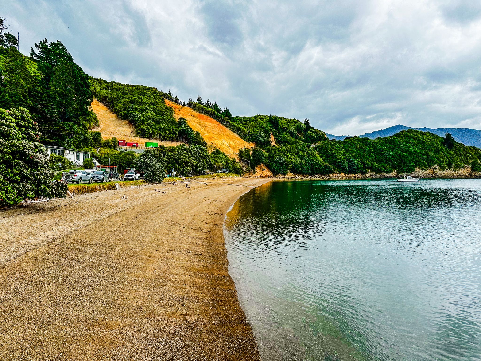 beautiful French Pass beach on an overcast day