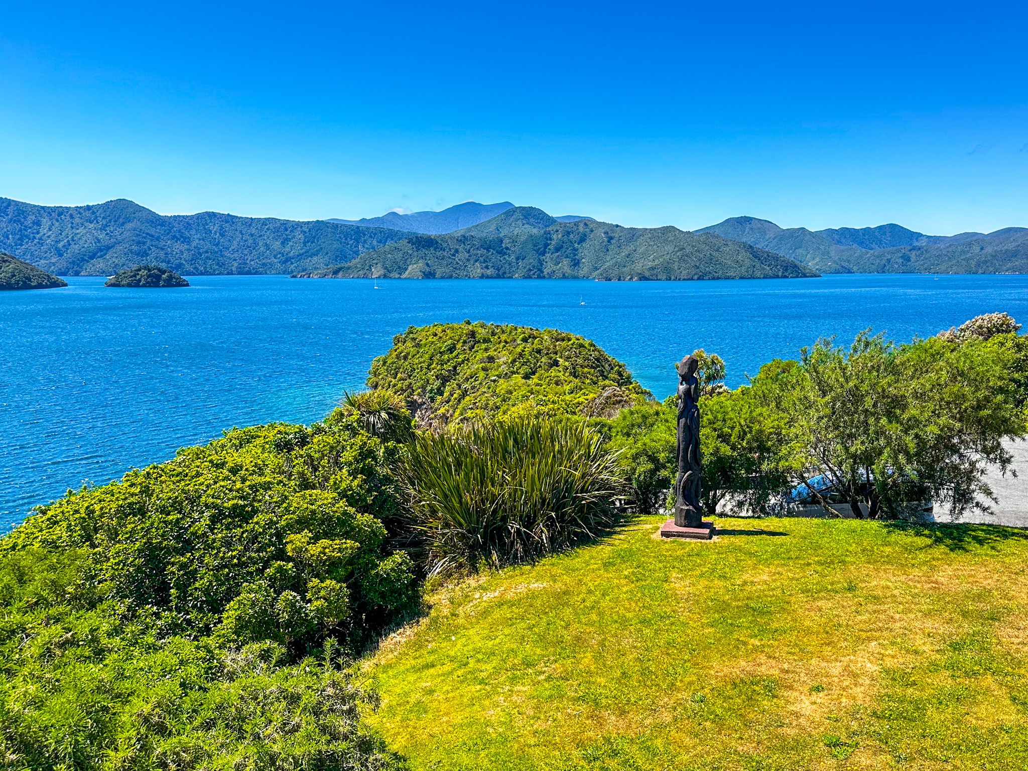 View of the pou at Karaka Point