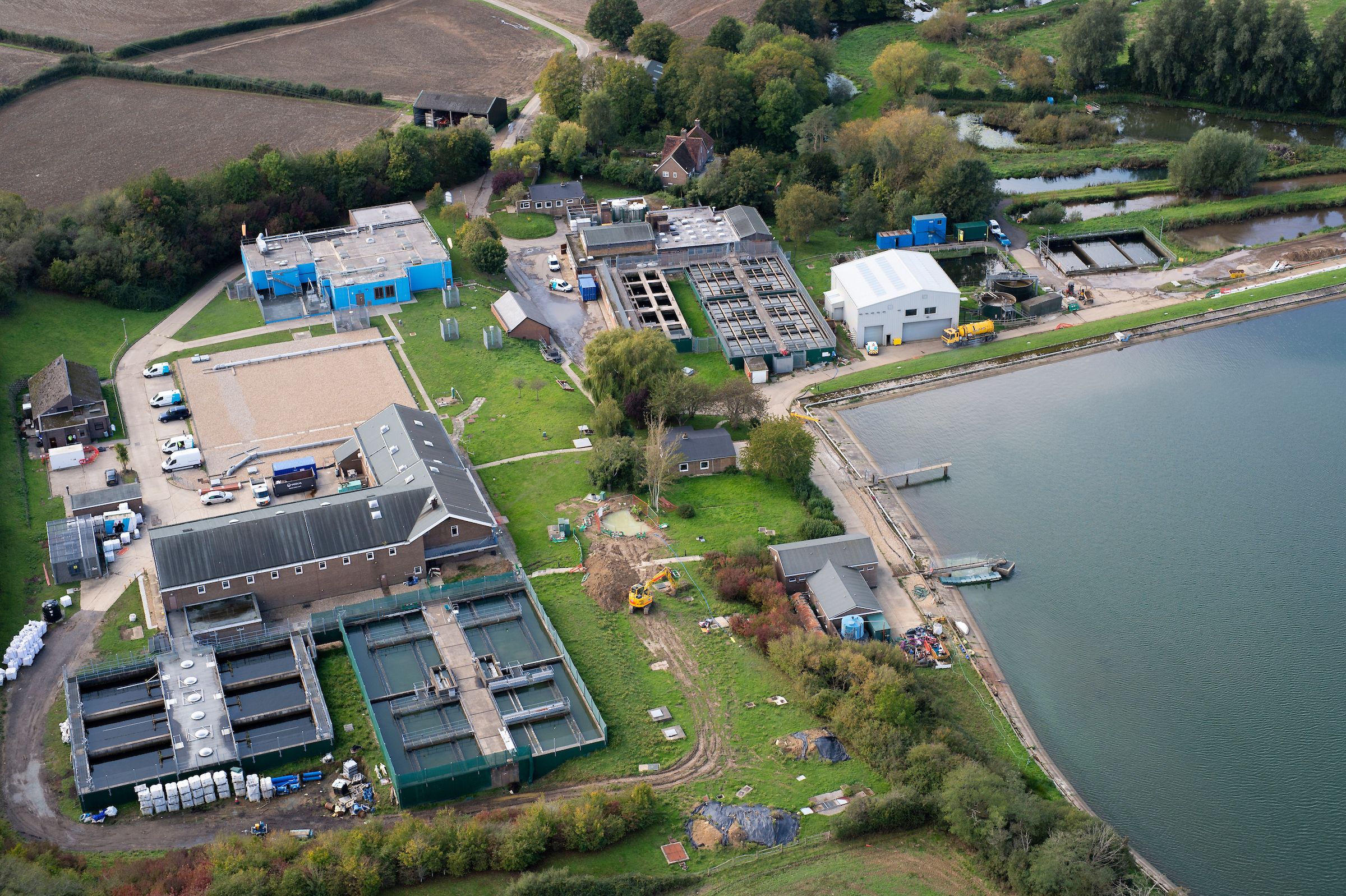 Aerial shot of South East Water's water treatment site