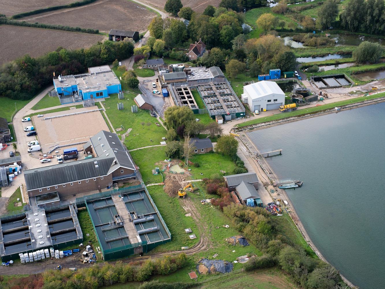 Aerial shot of South East Water's water treatment site
