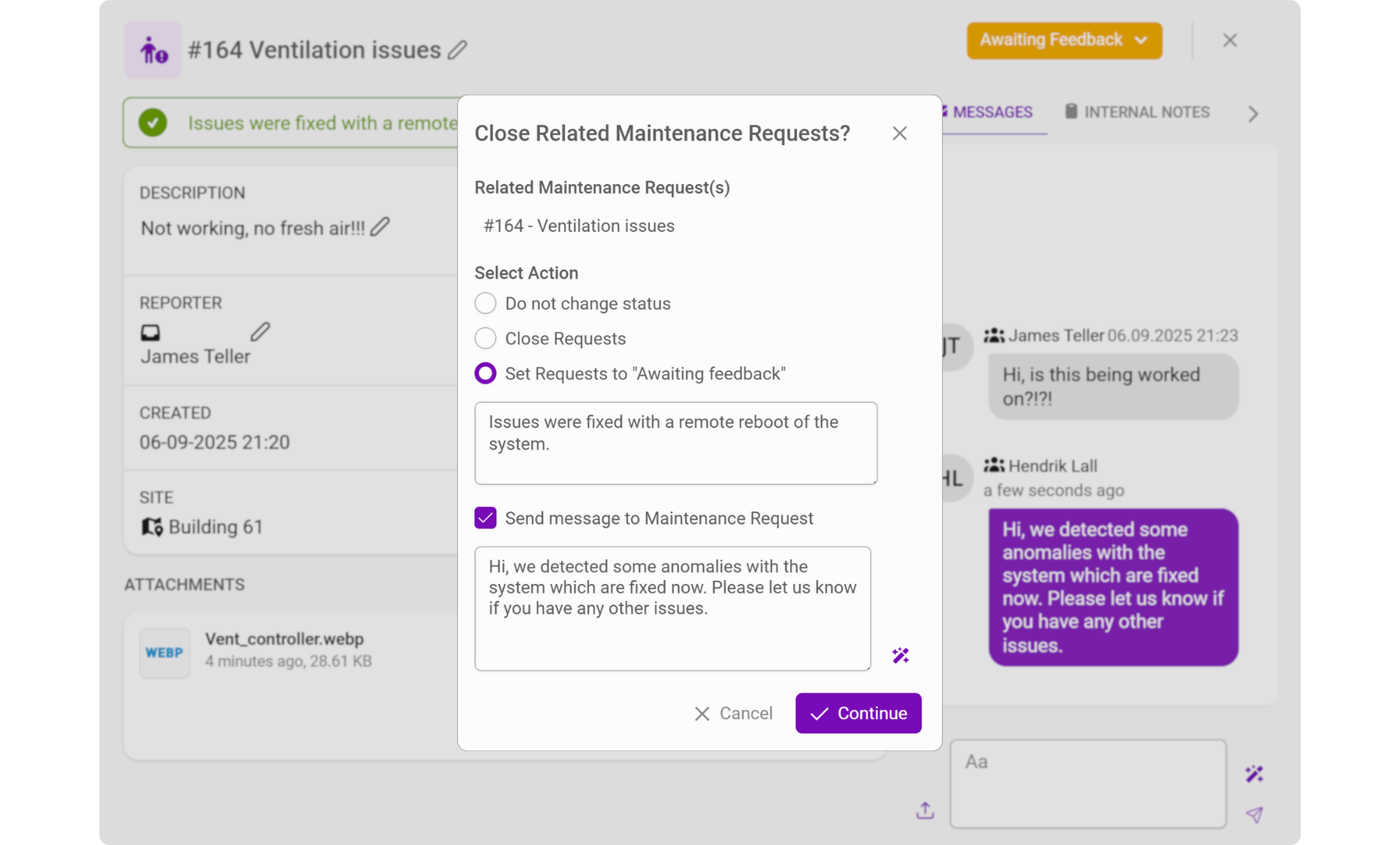 Collaborate with vendors & tenants in real time