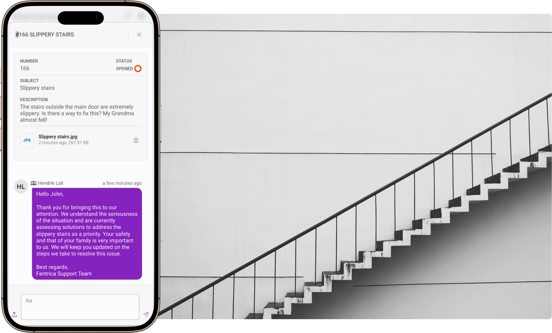 Request maintenance and track in the app