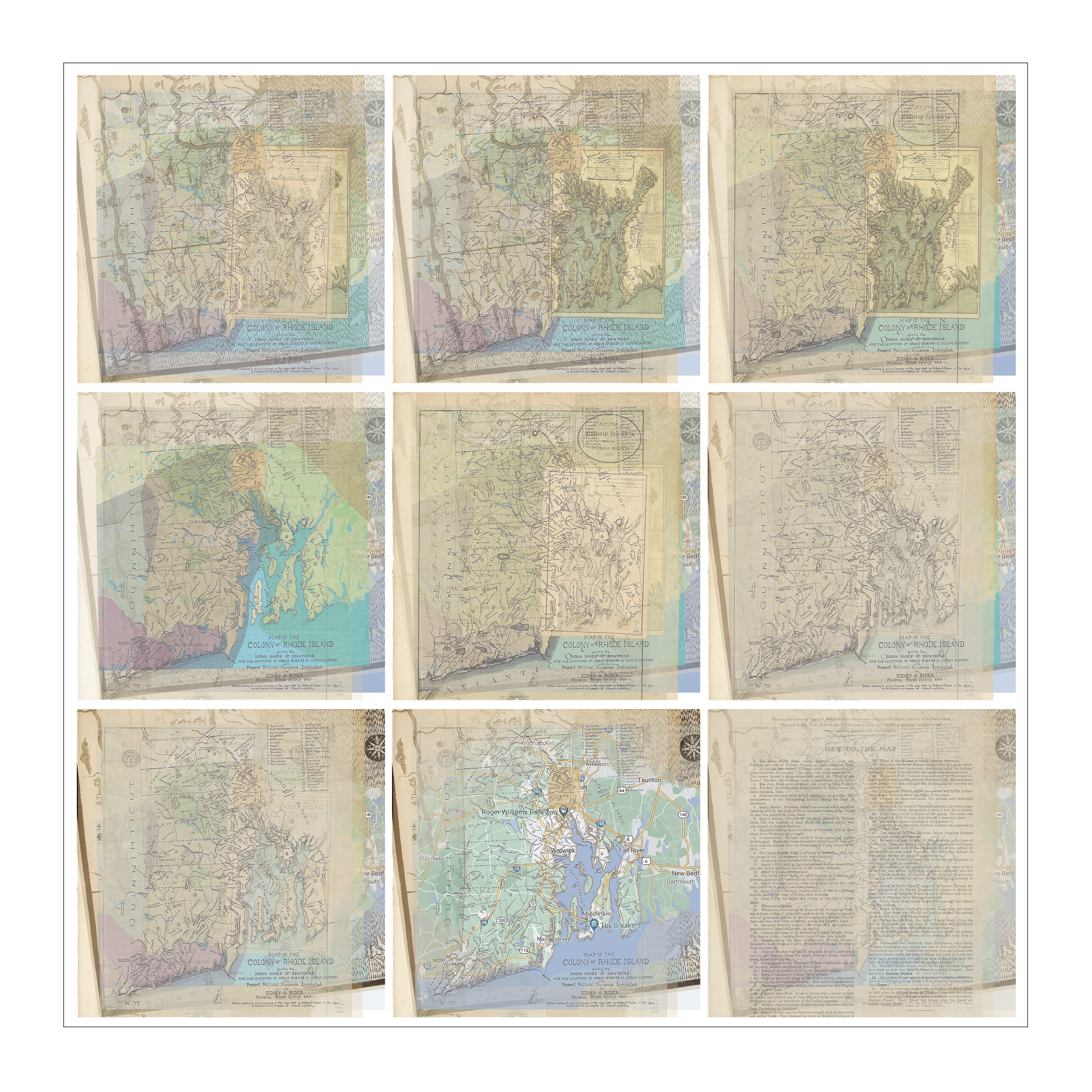 Kingdom of Rhode Island, Part II (2020) Collage of digitized maps