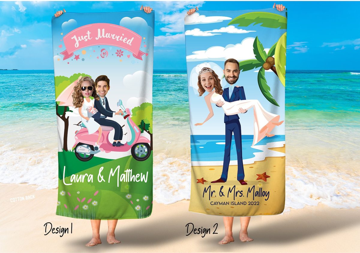 serviettes de plage just married