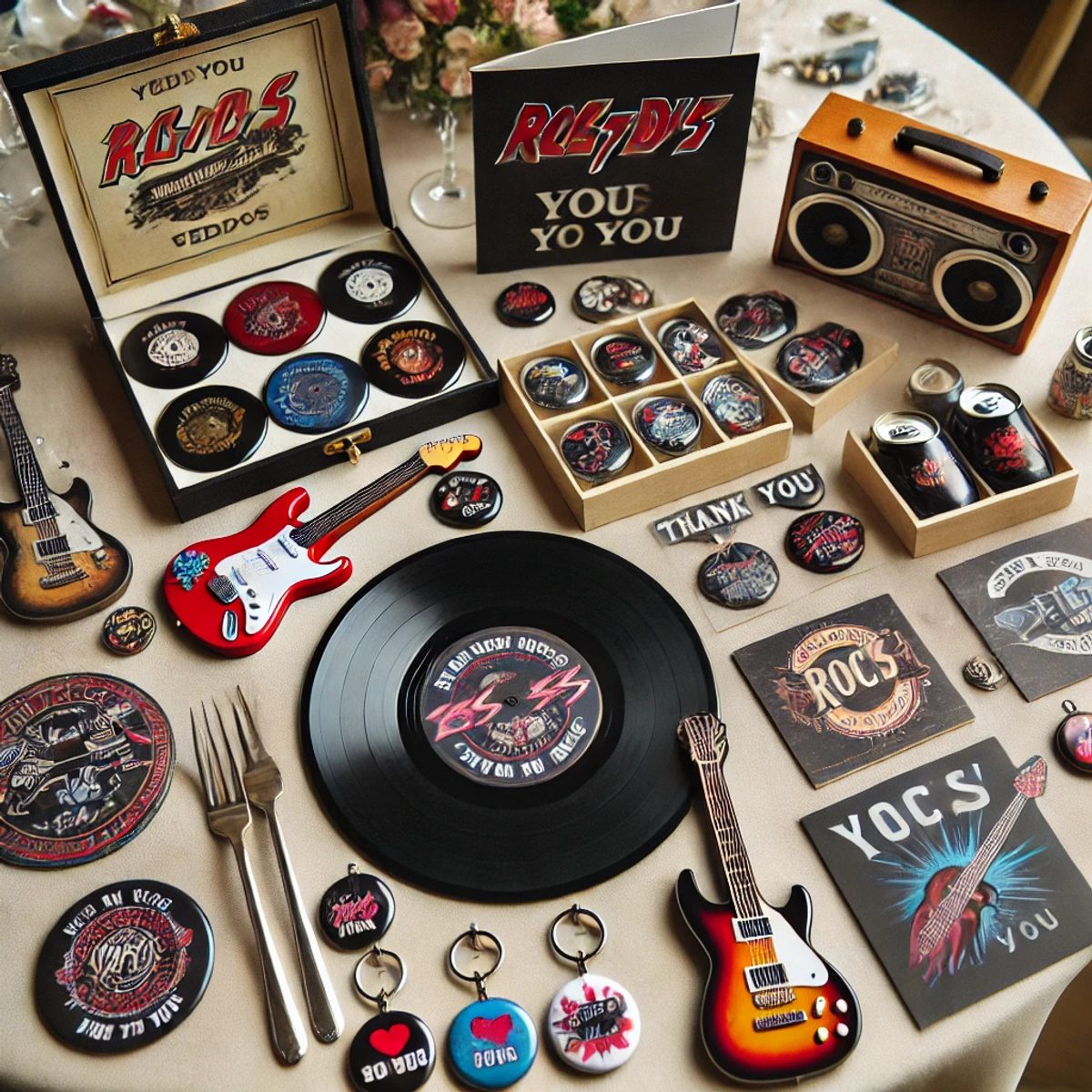 Cadeau souvenir pour les invités lors d'un mariage rock and roll