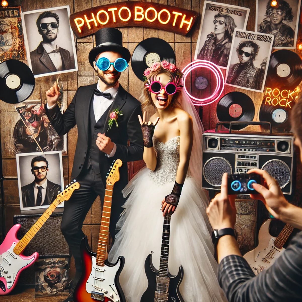 accessoires Photo Booth pour un mariage rock'n'roll