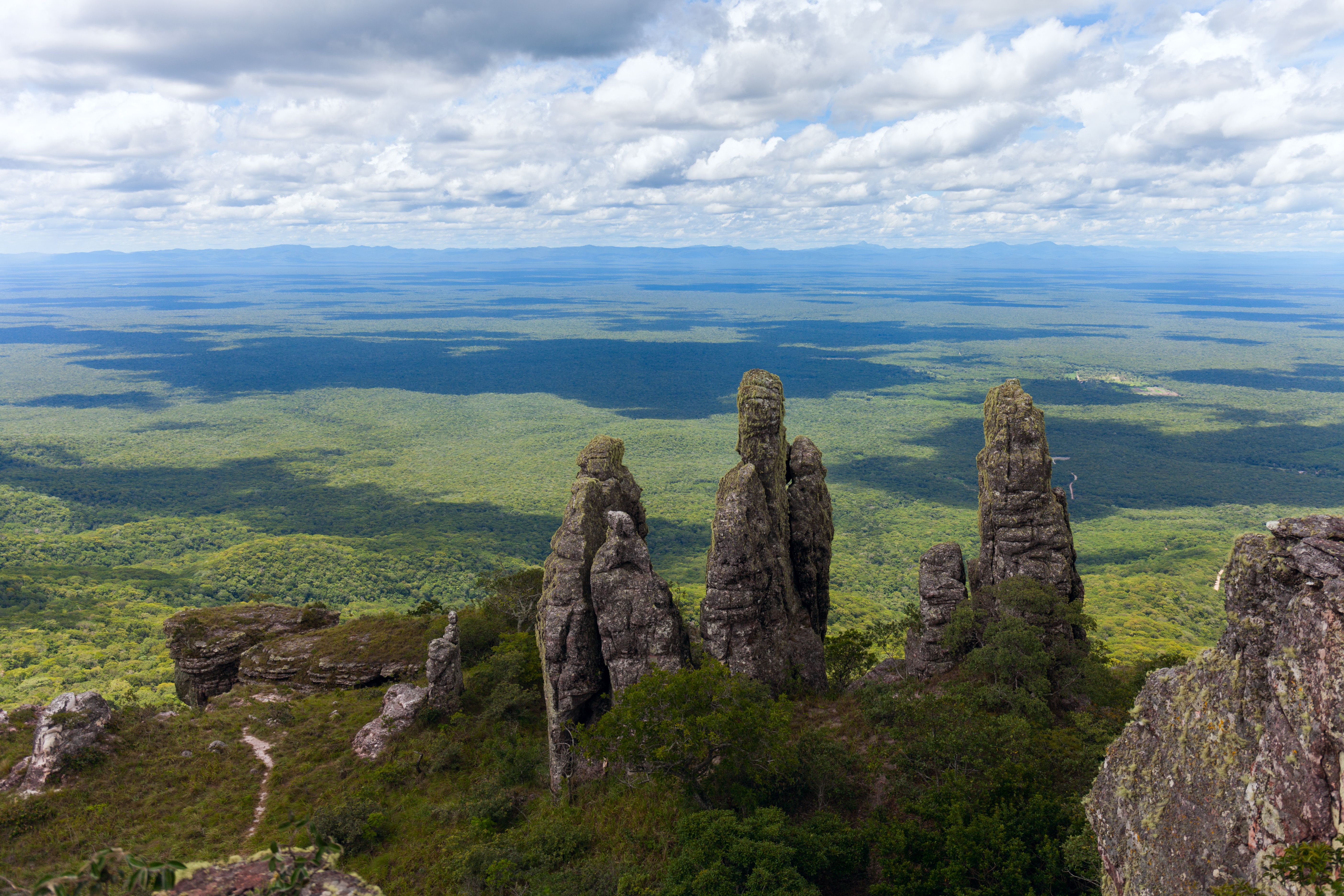 View of natural stone pillars in the Chiquitania region, Bolivia