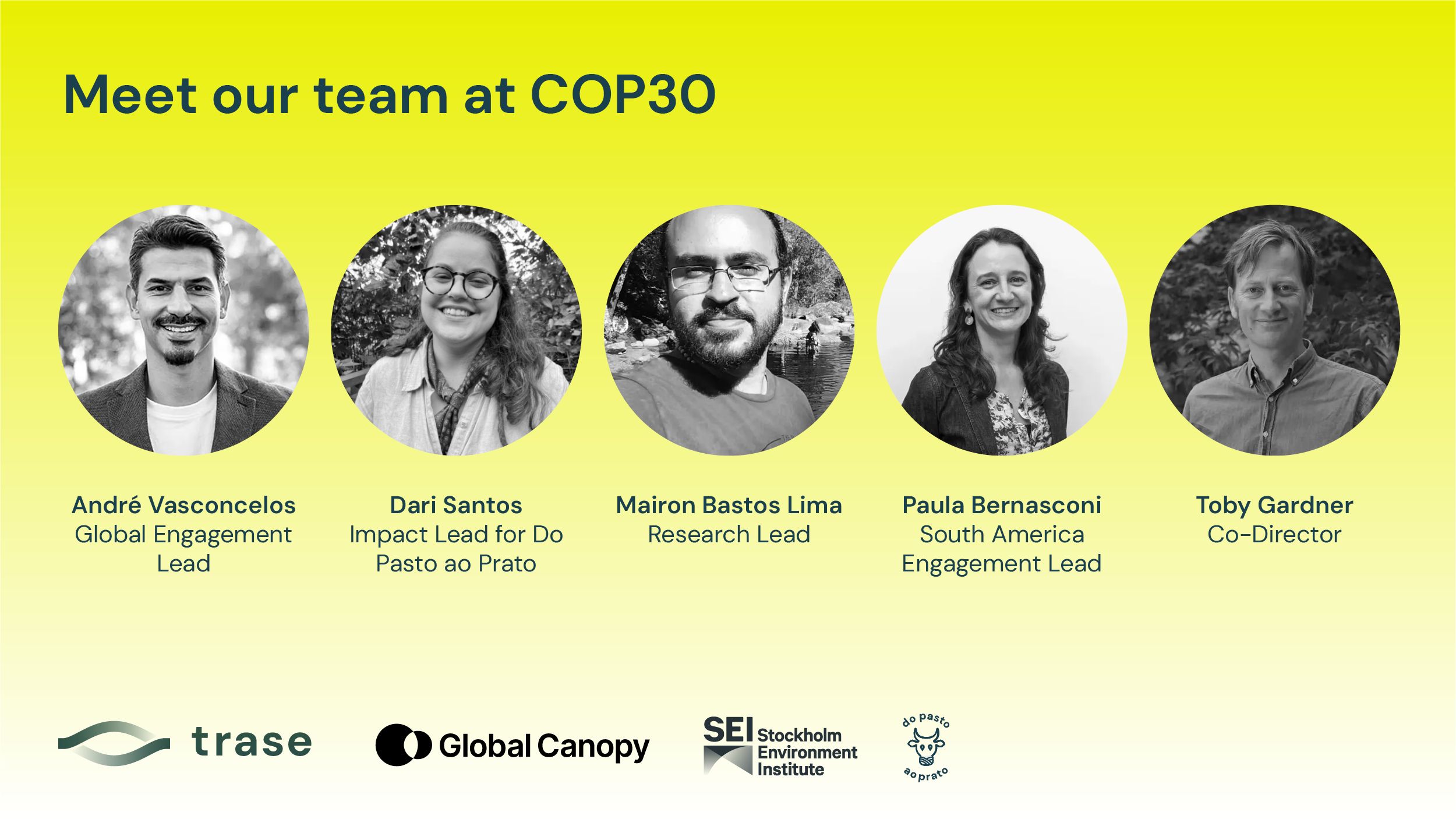 Images and names of Trase team members attending COP30