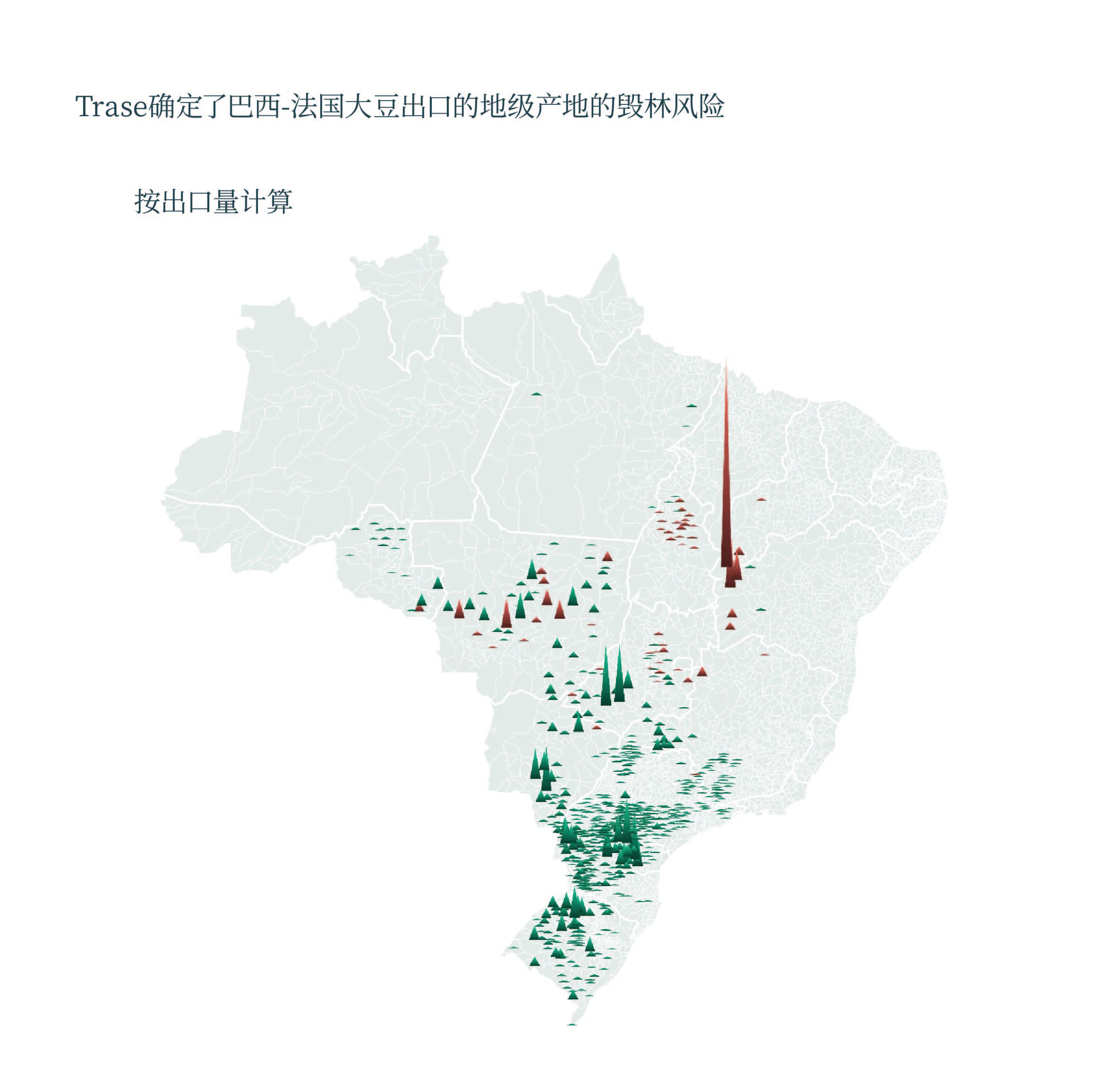 Trase确定了巴西-法国大豆出口的地级产地的毁林风险